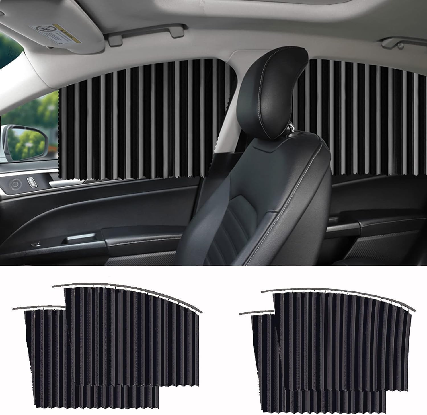 TEKCOOL 4pcs Universal Fit Magnetic Car Side Window Curtains, Foldable Car Window Privacy Curtains Sunshade Side Magnet Pleated Car Window Curtain - Removable - Keeps Cooler Screen for Baby (Black)'-image-16