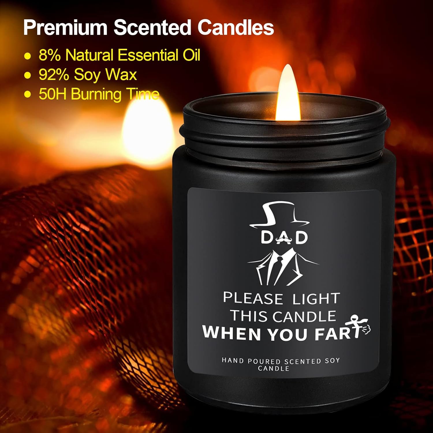 UDIKEFO Gifts for Dad, Fathers Day Christmas Birthday Dad Gifts from Daughter Son - Sandalwood Scented Candle - Image 3