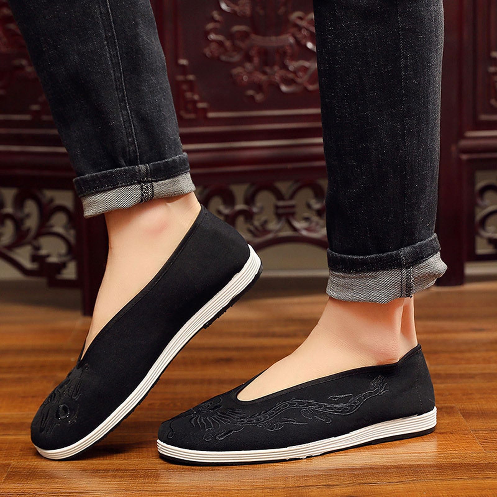 Chaussures Traditionnelles,Kung Fu Tai Chi Arts Martiaux Chaussures,Chaussures en Toile Femme Hommes,Unisexe,Confortable,Léger,pour Arts Martiaux Tai Chi,Qi Gong,Kung Fu Wing Chun