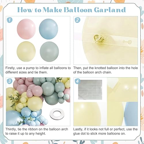 Miniatura 4 de Kit de guirnalda de arco de globos (azul, amarillo, rosa, morado)