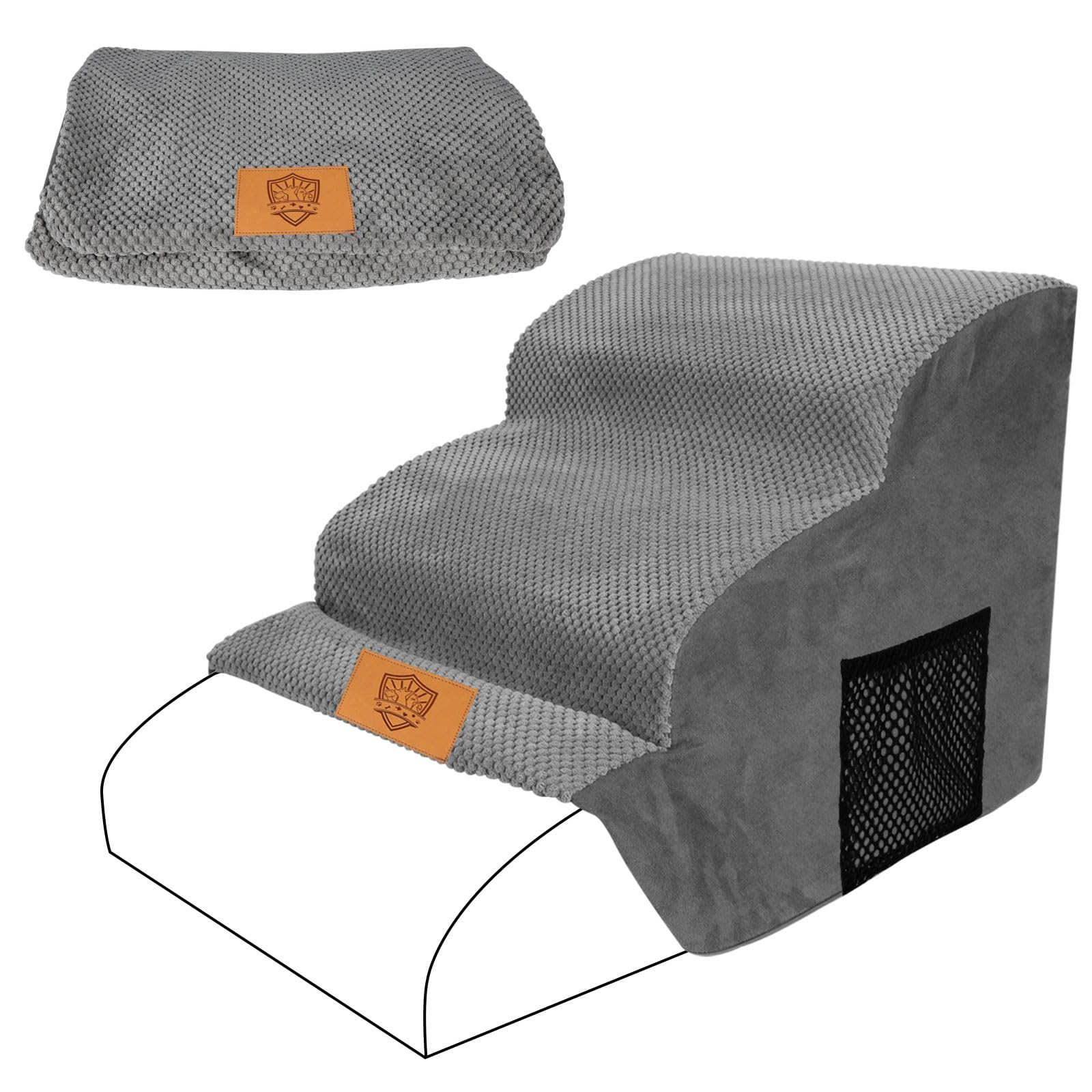 Copertura di Ricambio per Scaletta Cani a 3 Gradini, Non Include la Scale in Spugna, 60x40x40 cm, Solo per ASIN : B0CKXGCC4L, B0CLCY23HH, B0DNR2RGP6, B0DNQYG3D4, Grigio