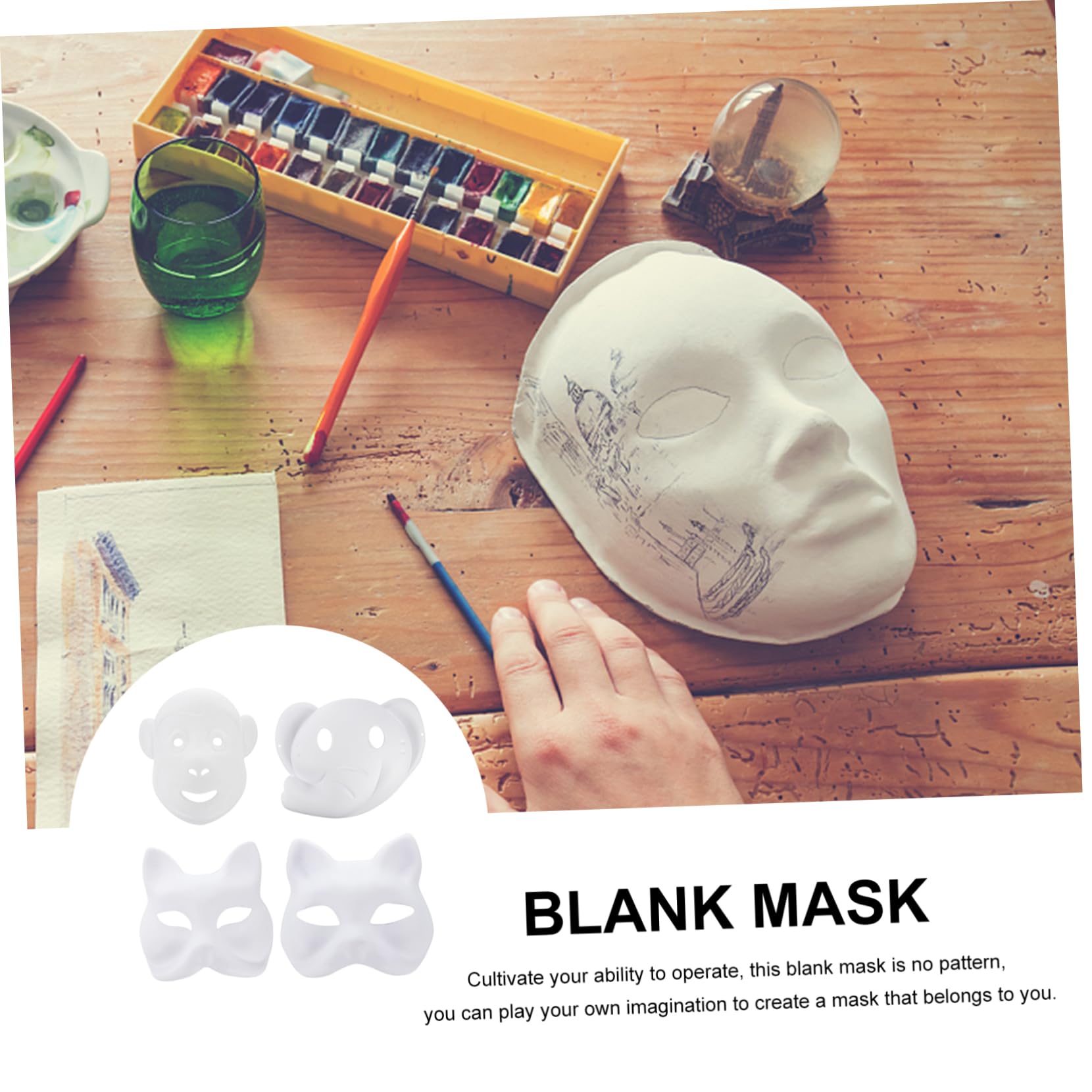 GALPADA Maschera Vuota Maschera Verniciabile Vestito Vestiti Di Halloween Costume Vuoto Fai Da Te Pieno Maschera Cosplay Maschere Cosplay Maschera Per Gli Occhi Bianca Carta