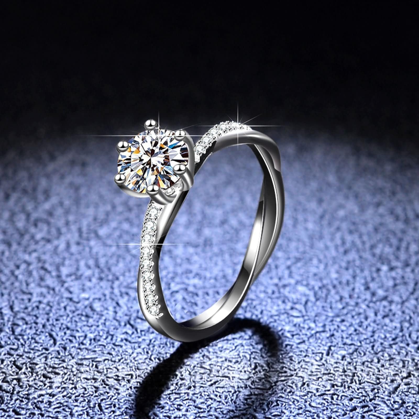 Anillos de compromiso para mujer, oro blanco, solitario de oro real con moissanite de 1 ct, anillo de boda de oro para mujeres