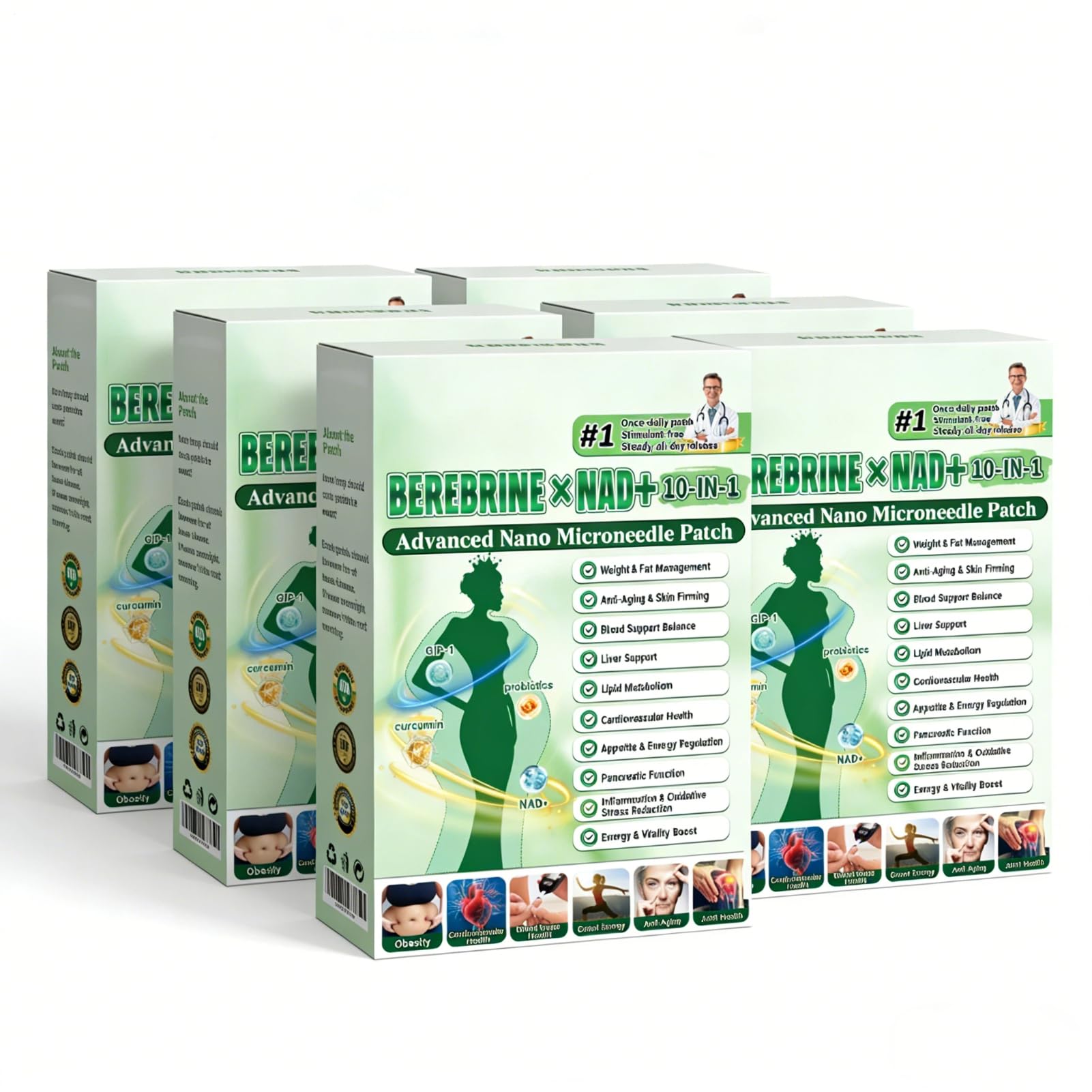 Moringa X berberyna, plastry Moringa i berberyna, Luxarise Moringas 10 w 1 Advanced Nano Microneedle Patch delikatne plastry odchudzające, do pielęgnacji ciała (6 pudełek)