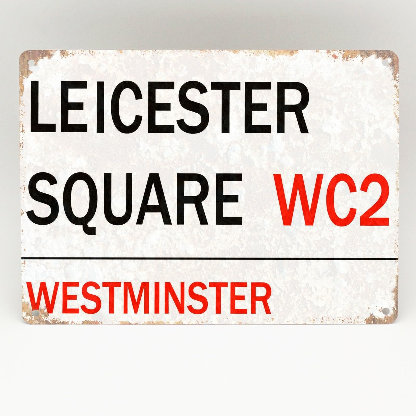 Yelacecca Tin Sign A38119 Leicester Square Metal Sign London Street Road Retro Vintage Home Decor Plaque Street Sign 8X12 Inches