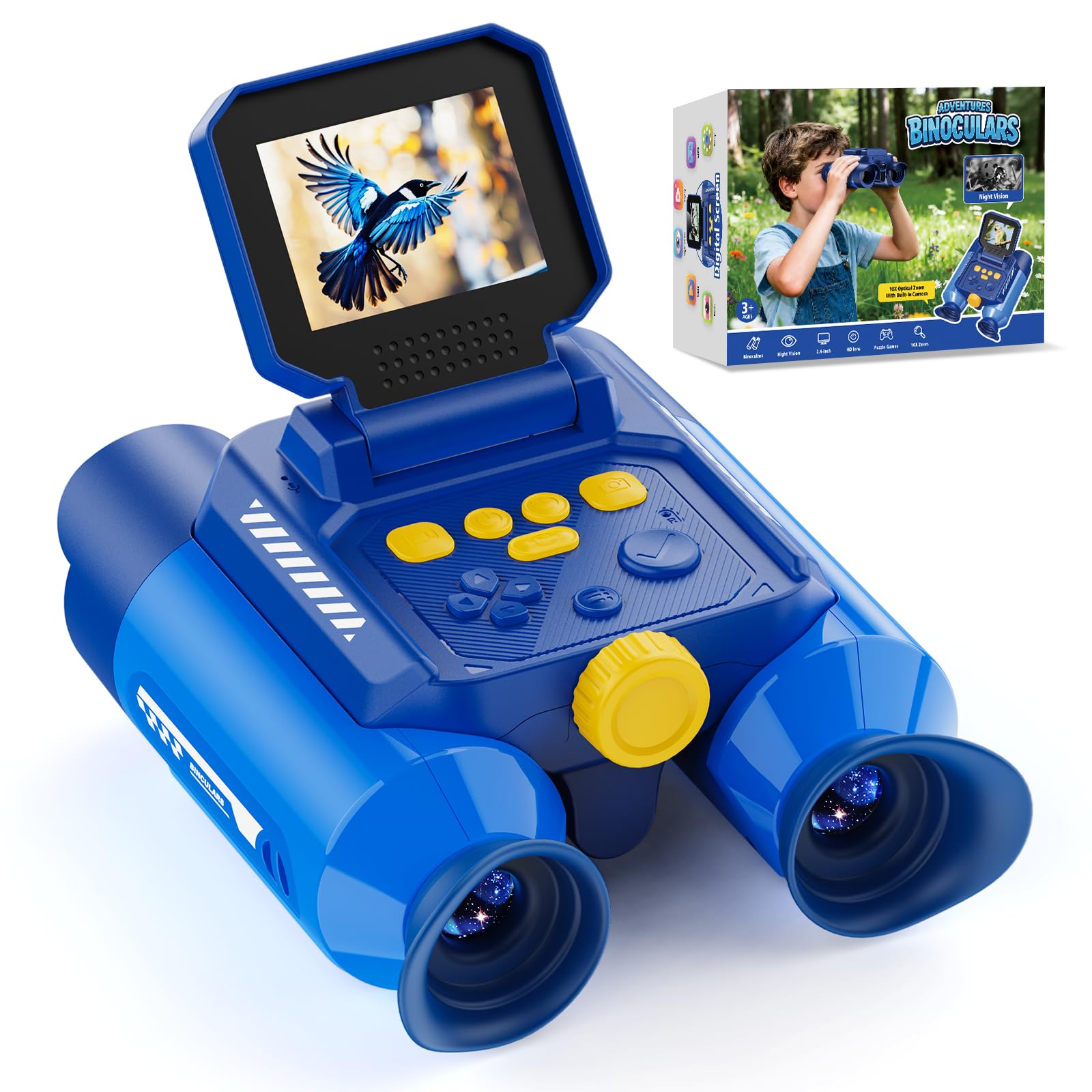 Kids Binoculars with Night Vision, STEM Outdoor Toy for Year Old 4-12 Boys Girls, 10X Opt…