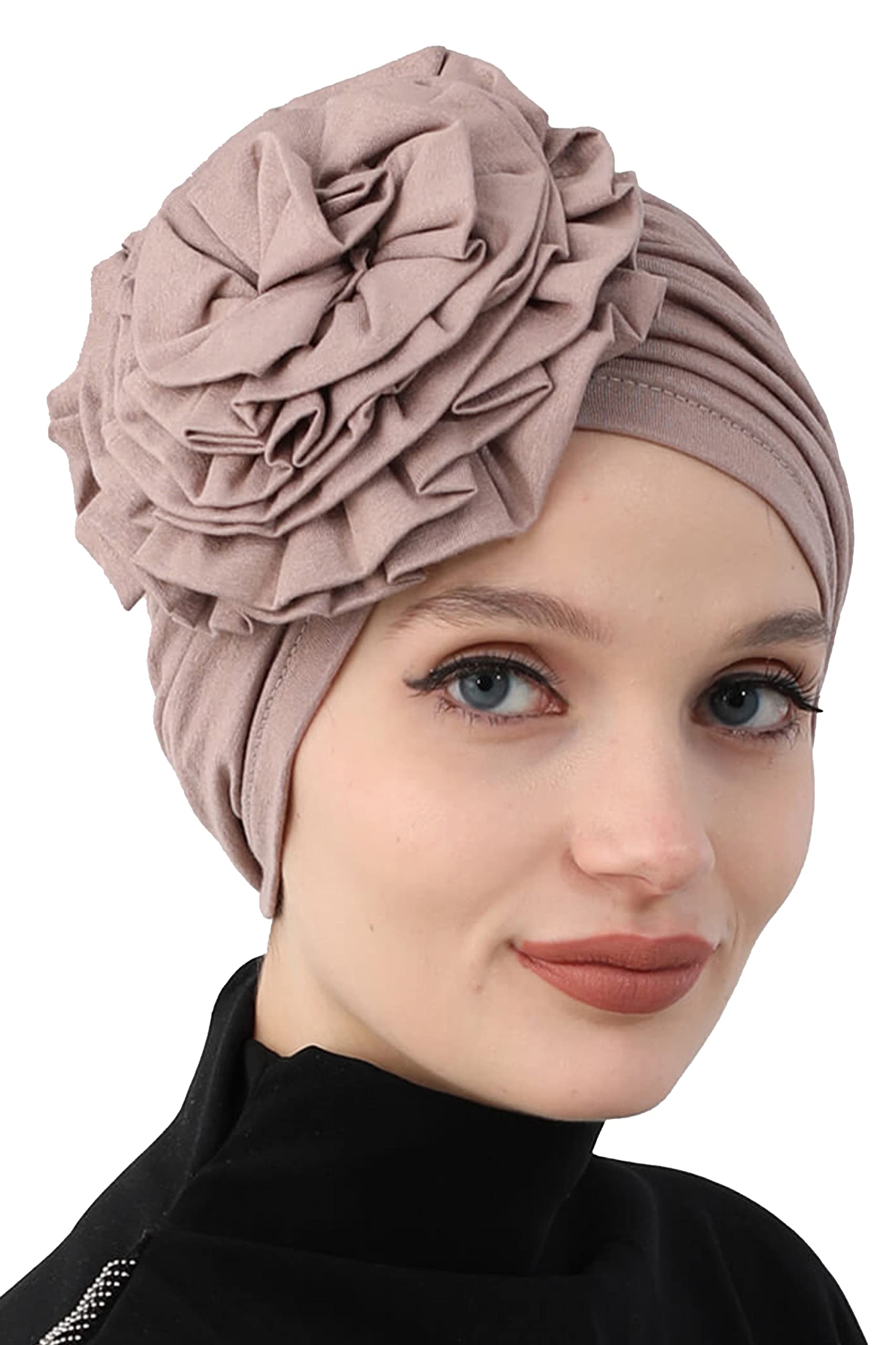 Aisha's Design Instant Turban Head Wraps For Women Pretied Hijab Scarves, Rose Detail