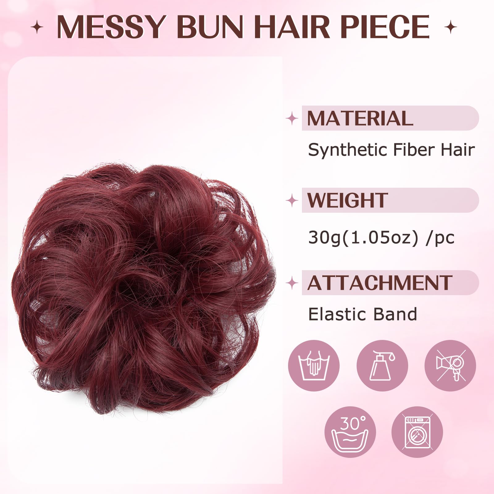 S-noilite Hairpiece with Elastic Band, Large Bun Hairpiece, Hair Extension, Wavy Curly - Image 2