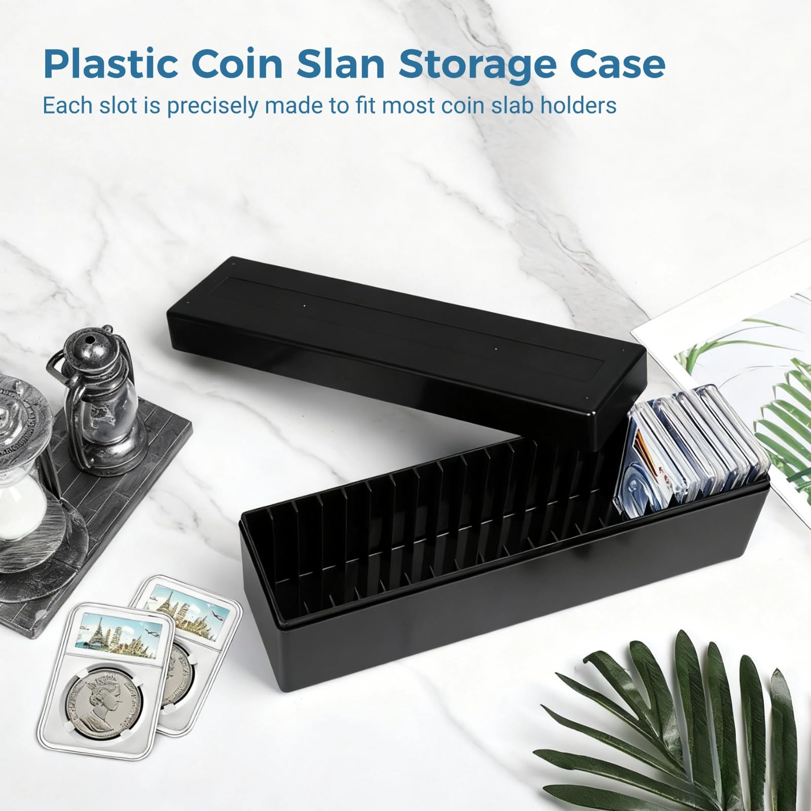 3 Stk. Coin Slab Aufbewahrungsboxen, Coin Holder Organizer mit 20 Fächern, Kunststoff-Boxen für 60 Coin Slabs, kompatibel mit PCGS, NGC, PMG Coin Haltern, nur Boxen enthalten