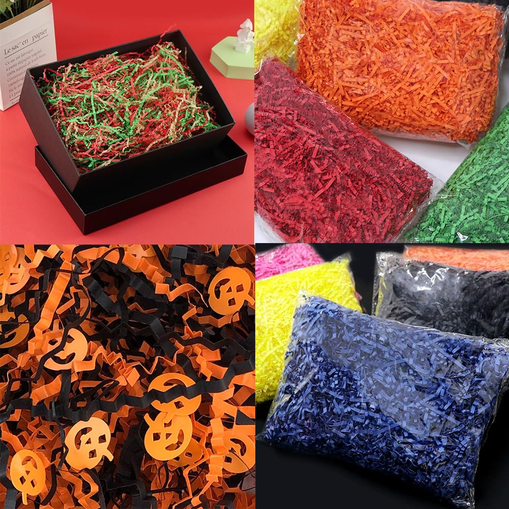 Raffia Hamper Shreds wiele kolorów, na festiwal, prezent, opakowanie dekoracyjne, rozdrobniony bibułka, materiał wypełniający do samodzielnego wykonania, dekoracja na Boże Narodzenie, Halloween