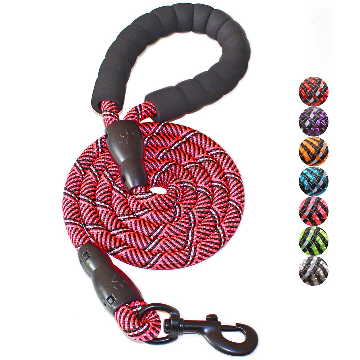 BAAPET 2/4/5/6 FT Dog Leash with Comfortable Padded Handle and Highly Reflective Threads for Small Medium and Large Dogs (5FT-1/2'', Black Pink)