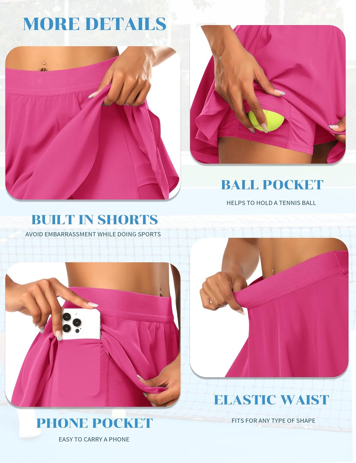 JoyGirl Tennis Skirt for Women with Shorts Pleated Golf Skort High Waist Workout Athletic Running Skorts Skirts with Pockets - Image 5