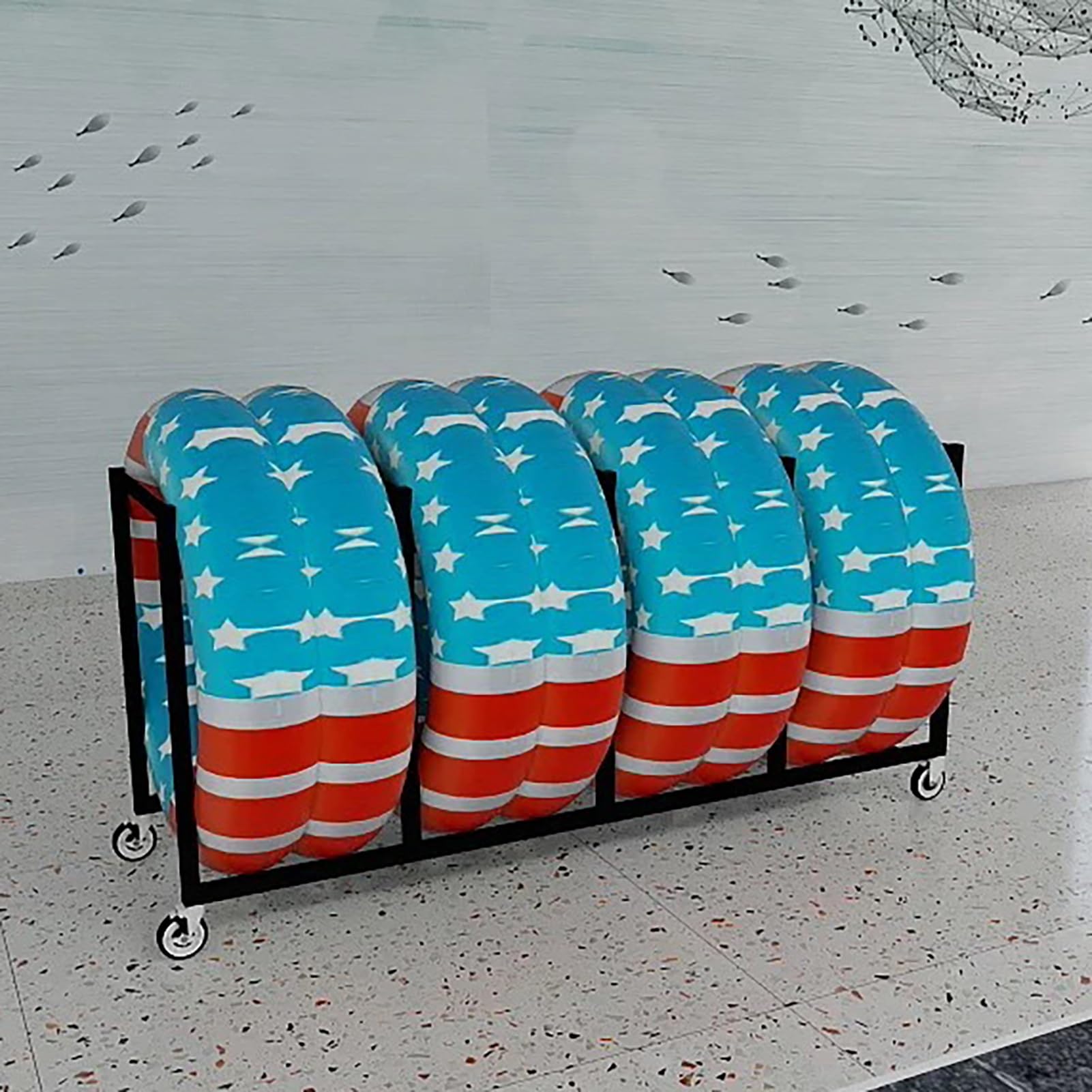 Organizador vertical resistente para flotadores de piscina, estante de almacenamiento de anillos de natación, soporte al aire libre para piscina, playa, suministros de jardín