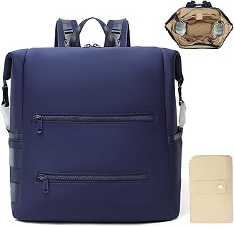 Diaper Bag Backpack,Large Neoprene Baby Bag for Boys Girls with 15 Diaper Bag Organizer,2 Insulated Pockets,Changing Pad,Stroller Straps,Navy Blue