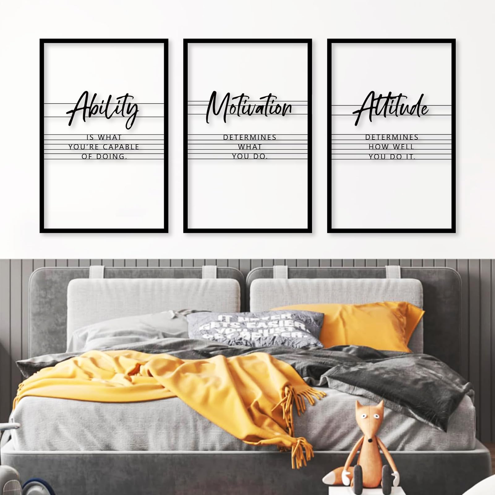 Générique Décoration Murale en métal inspirante - Citations positives sur la Motivation et Les capacités - Bureau et Salon (Argent 18 x 89 cm)