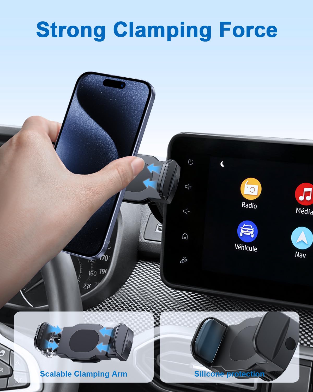 Supporto Cellulare Compatibile con Dacia Sandero 3/ Dacia Jogger/Dacia Logan 3 2021-2026, Supporto Telefono, Porta Cellulare Auto, Rotazione a 360°, per Tutti Smartphone 4"-7"