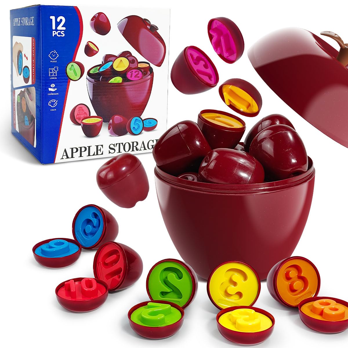 YYDeek Montessori Toys for 1 Year Old, Color and Shape Sorting & Stacking Puzzle, Educational Toddler Matching Toys for 2-3 year Olds, Early Number Learning Gifts for Boy Girl