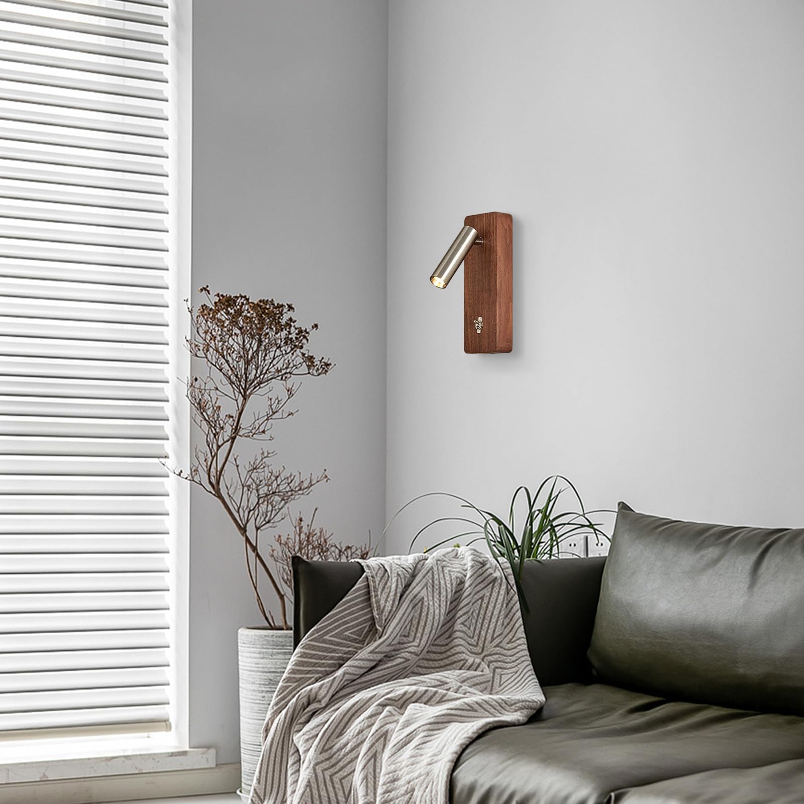 Kinkiety do sypialni, drewniana lampa do czytania na ścianie, LED 3 W, regulowana lampka nocna z przełącznikiem kołyskowym, oświetlenie akcentujące wewnątrz, SPO