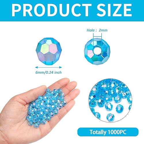 Miniatura 8 de BONNY BOXX 2000 cuentas de cristal redondas facetadas de acrílico de 0.157 pulgadas (0.157 in) transparentes de color verde profundo sueltas,