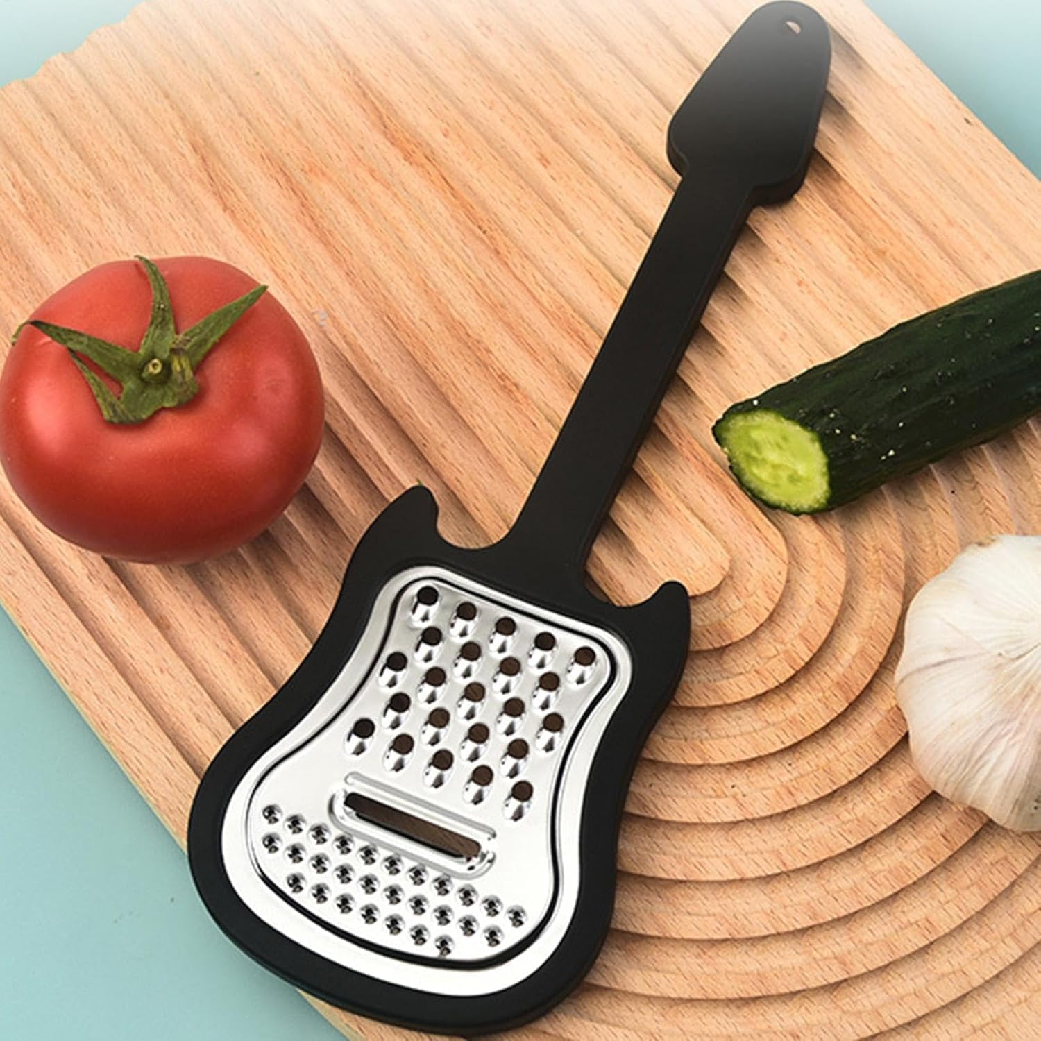 Black Cheese Grater, Stainless Steel Cheese Shredder, Handheld Graters For Kitchen, Food Grater And Shredder Guitar Design, Comfortable Grip Kitchen Food Grater, Fruit Pulp Crusher For Kitchen