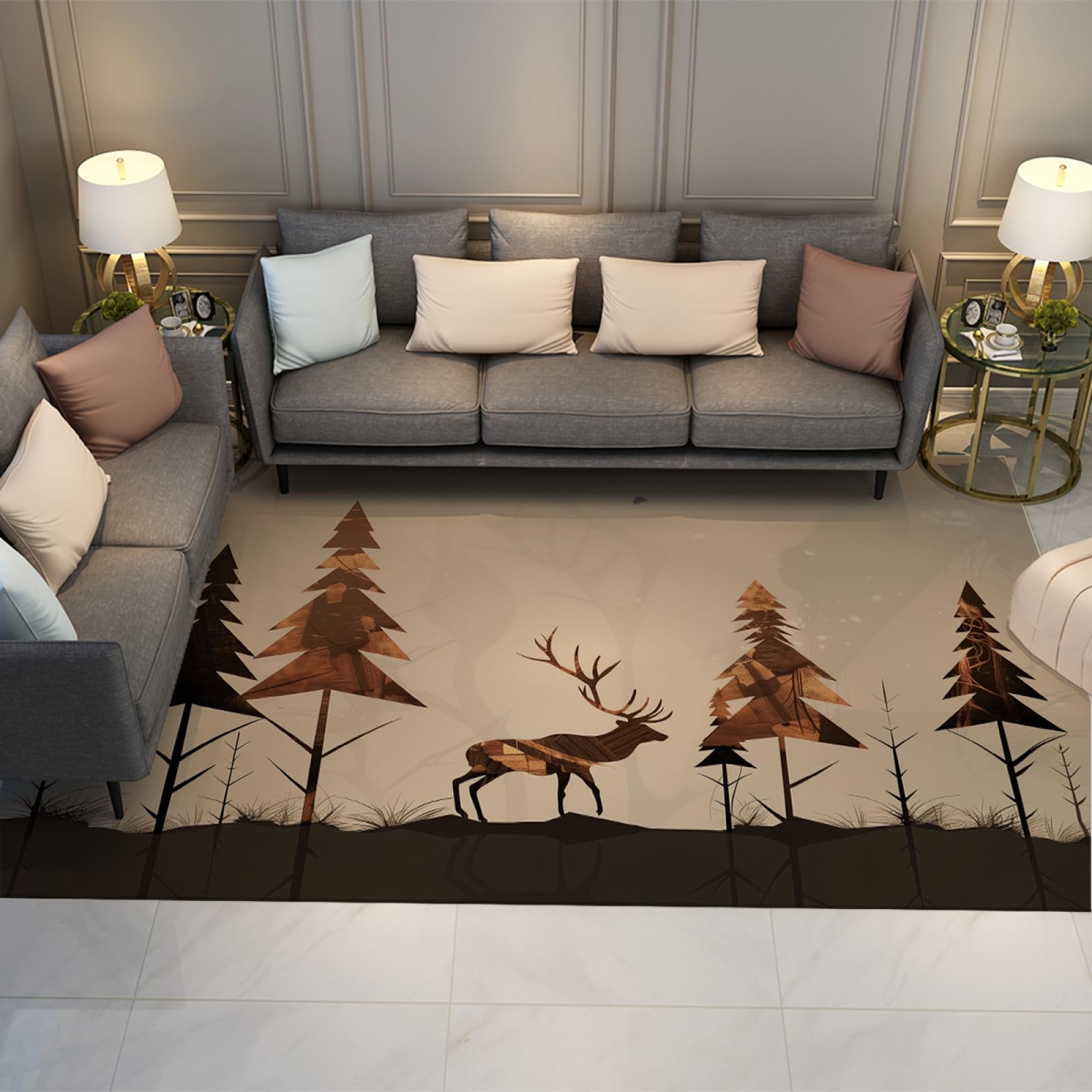 Tapis de salon doux à poils ras pour entrée et maison