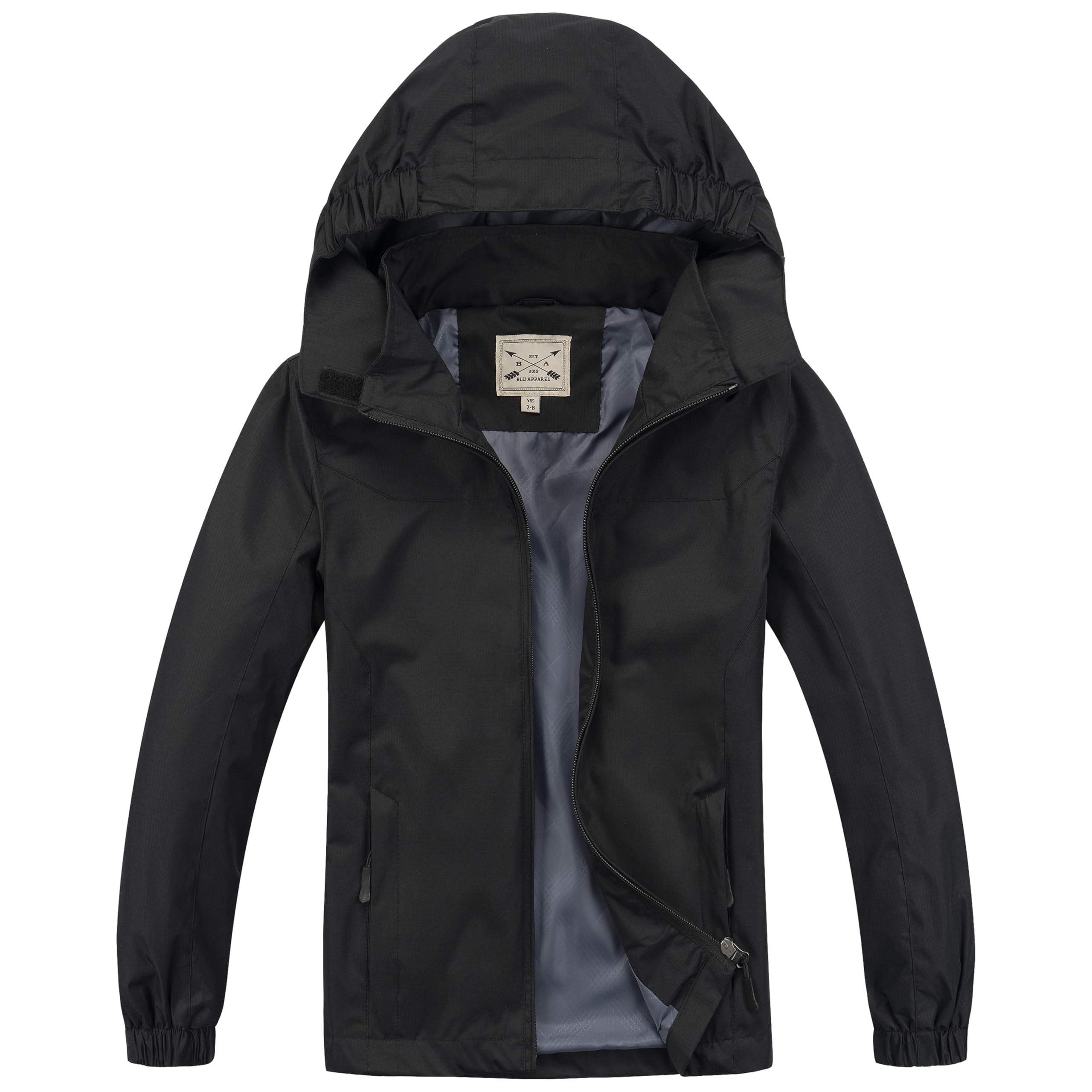 Blu Apparel Wasserdichte Kinder-Regenjacke, ideal für Schule, Wandern, winddichte Jacke, Kinder-Regenjacke