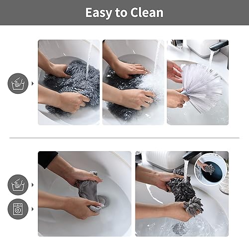 Miniatura 5 de BOOMJOY Plumero de microfibra de 7 piezas, plumeros extensibles y flexibles con poste de extensión de 100 pulgadas, plumeros lavables para limpiar