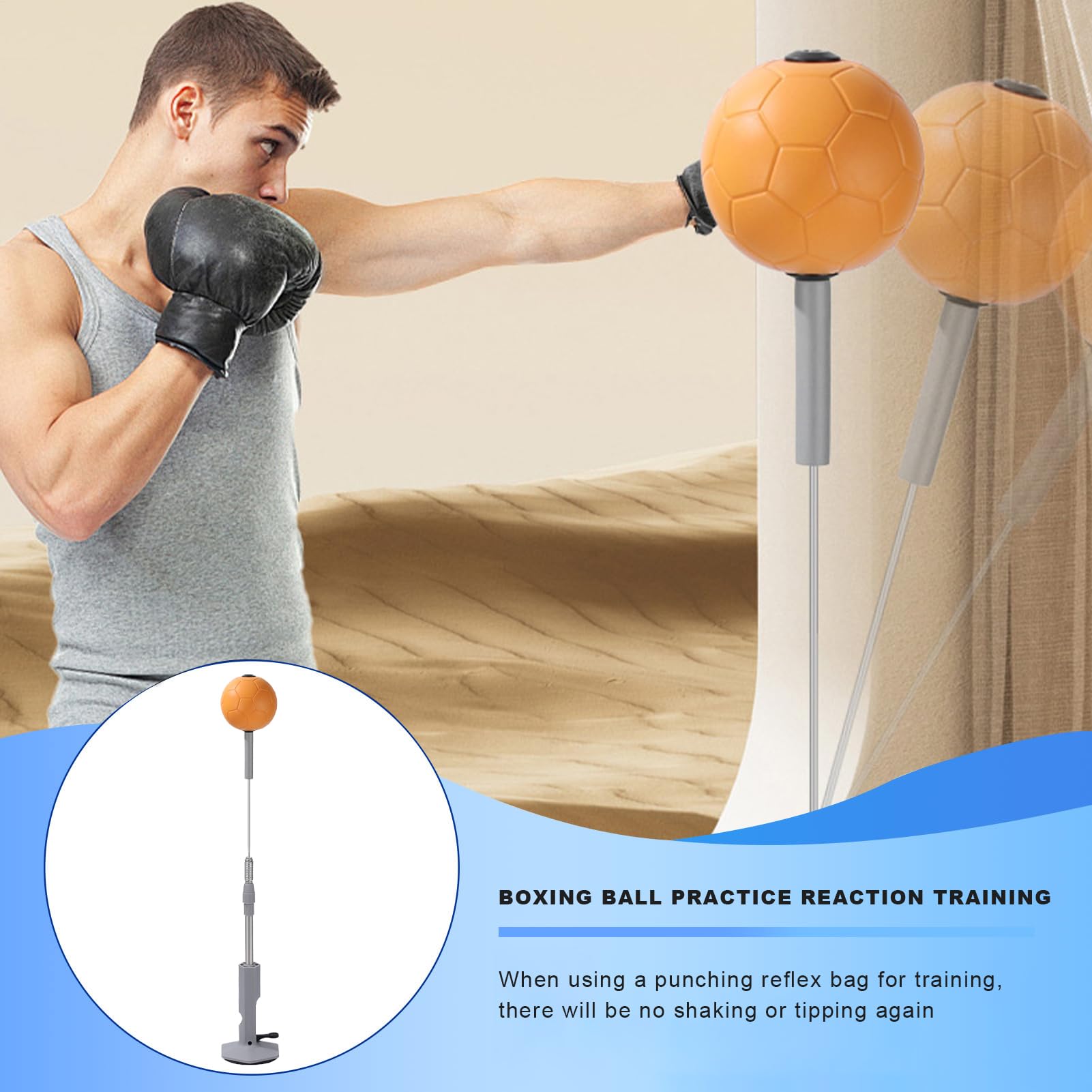 Sacco Reattivo Altezza Regolabile Allenamento Coordinazione Occhio-Mano | Sacco Reattivo Allenamento a Casa Bambini Adulti Adolescenti Sacco Da Pugilato Speed Ball Attrezzatura Fitness