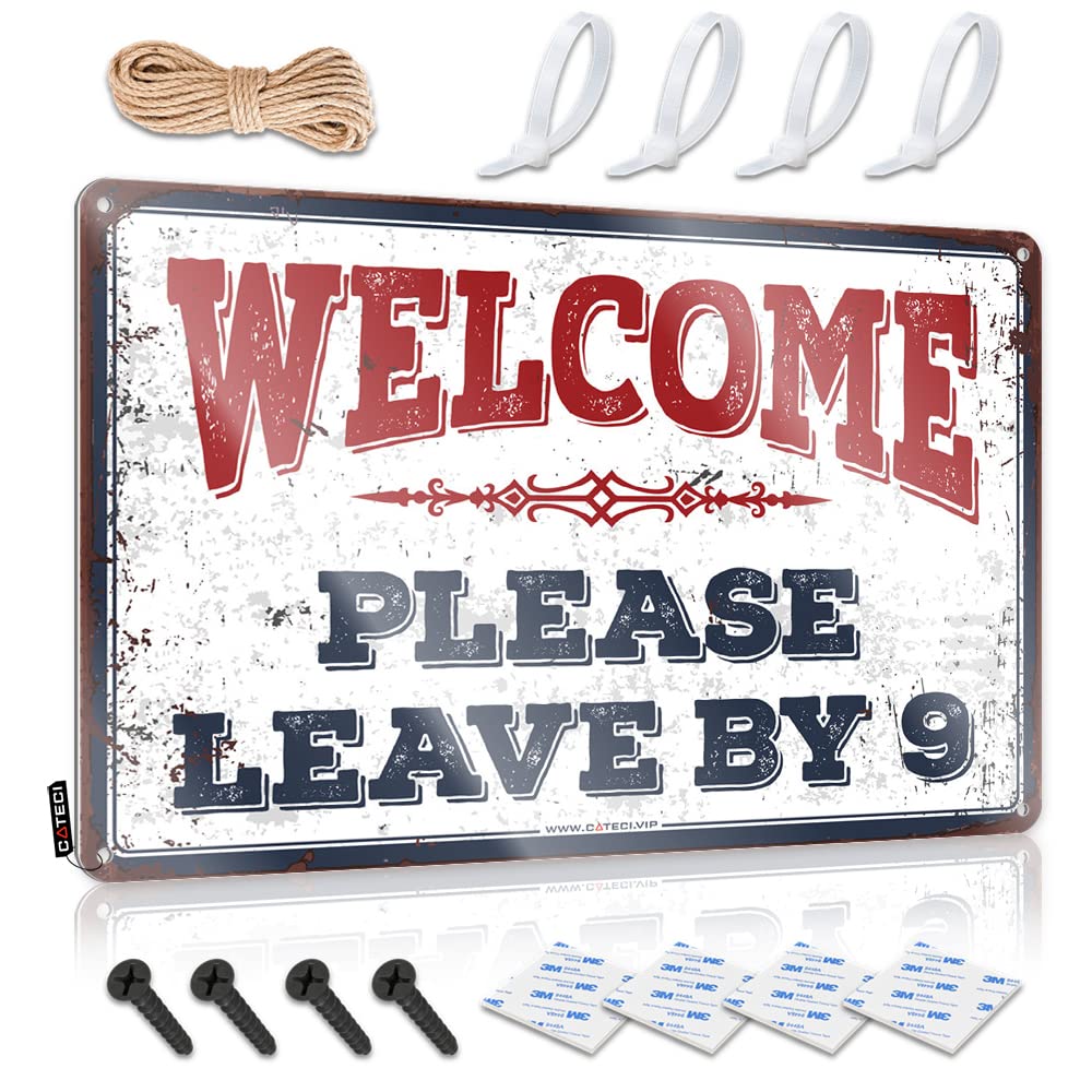 Welcome Please Leave By 9 Personalized Shabby Chic - Decaor Funny Wall Art Wall Art Decoration(20X30CM)
