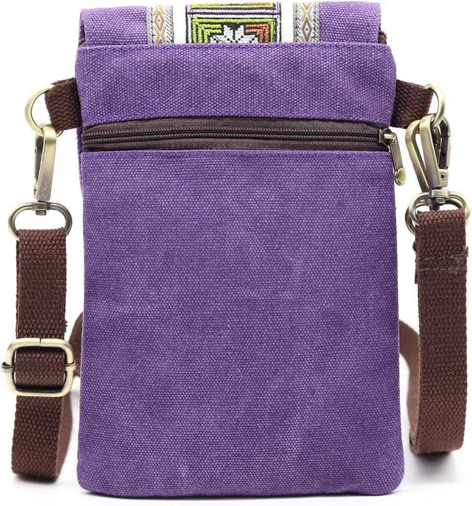 SILKAREA Vintage Embroidered Canvas Flip Small Crossbody Bag Cell Phone Pouch for Women Wristlet Wallet Bag Coin Purse - Image 2
