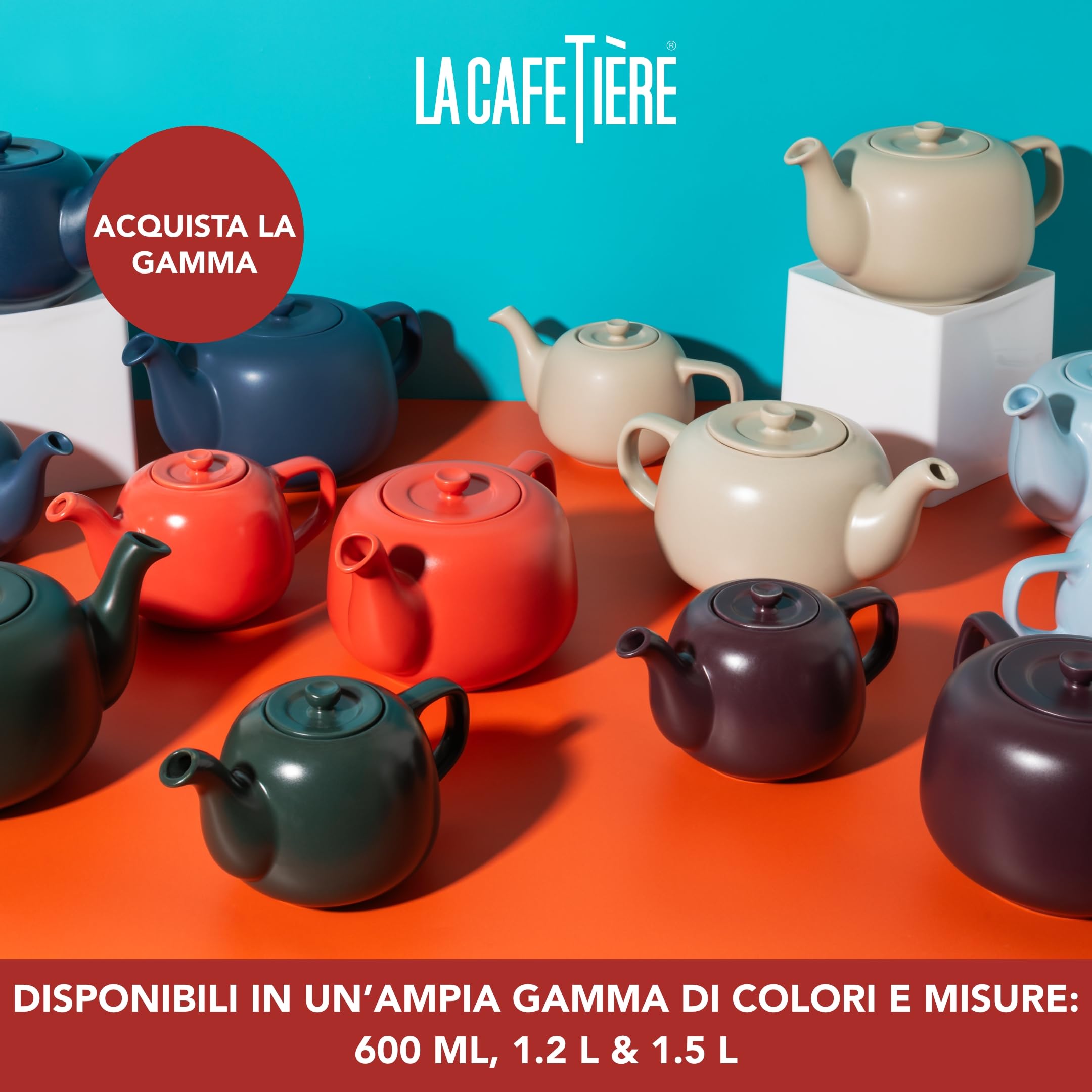 La Cafetière Teiera classica in colore beige/crema, teiera tradizionale con manico comodo e beccuccio antigoccia, per 4 tazze adatta per bustine di tè, facile da pulire, 1,2 l
