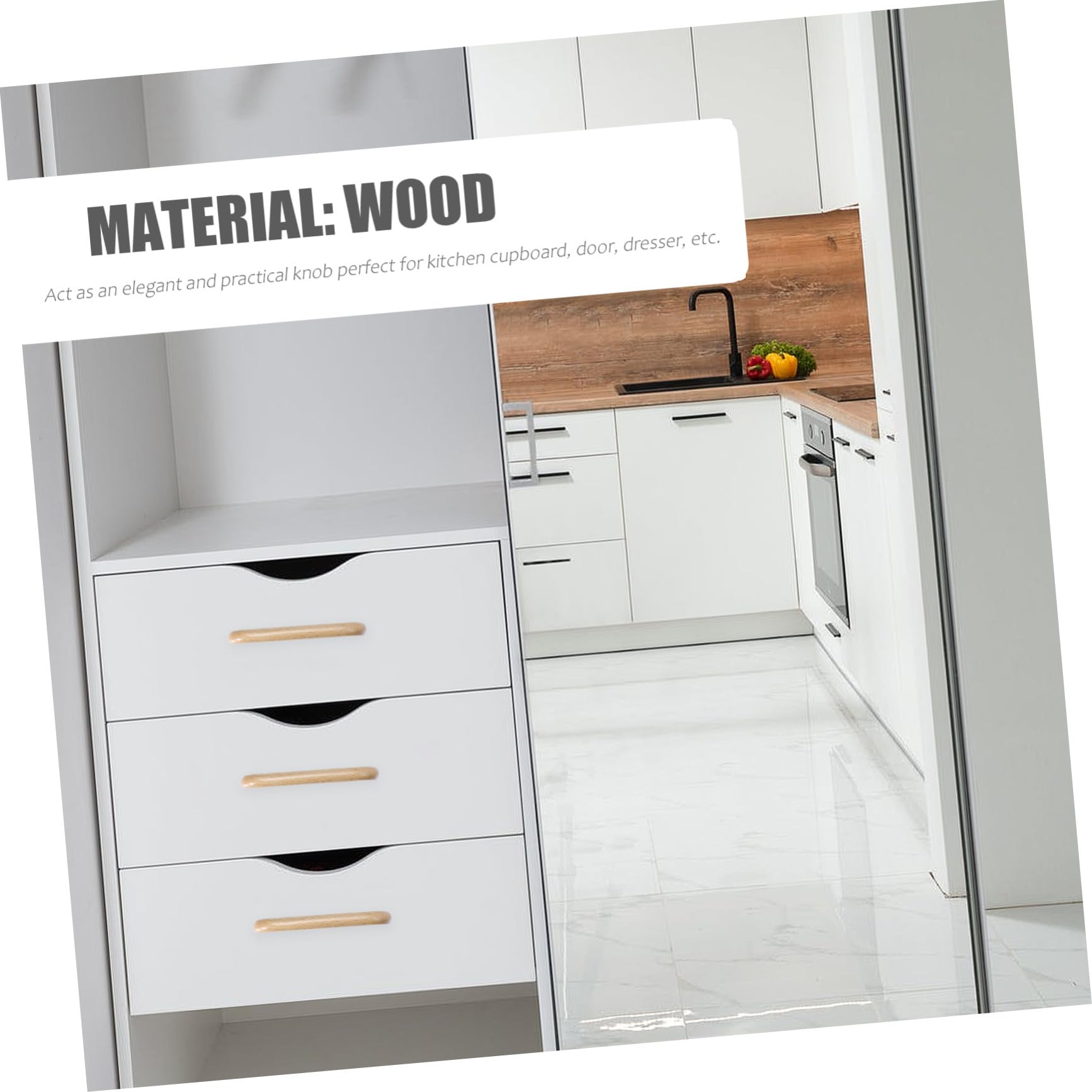 Toddmomy Poignées de Meuble en Bois 96mm, Lot de 6, Marron
