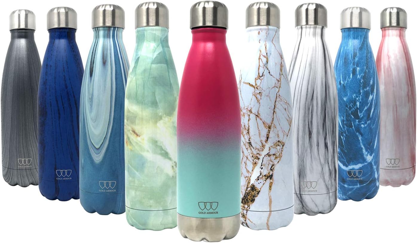 Gold Armour Stainless Steel Vacuum Insulated Water Bottle, Leak Proof Double Walled Cola Shape Bottle, Keeps Drinks Cold for 24 Hours and Hot for 10 Hours (Ombre: Sorbet)