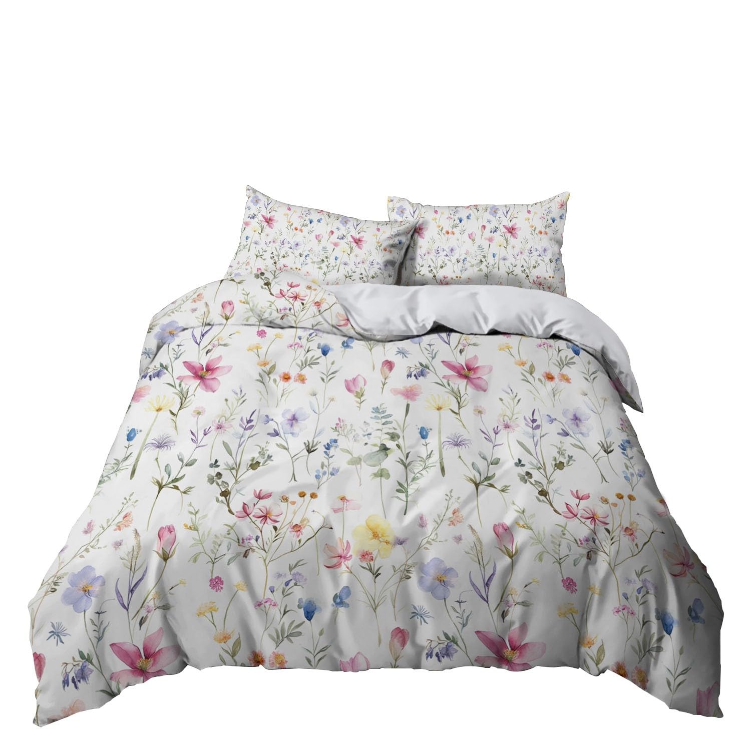 YBRAVO Juego de Ropa de Cama 150x220 cm Flor de Margarita Acuarela, 1 Funda Nórdica y 2 Fundas de Almohada, Microfibra, Para Niña Niño Dormitorio