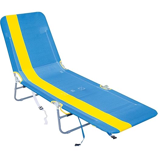 RIO beach Portable Folding Backpack Beach Lounge Chair with Backpack Straps and Storage Pouch, Yellow Stripe