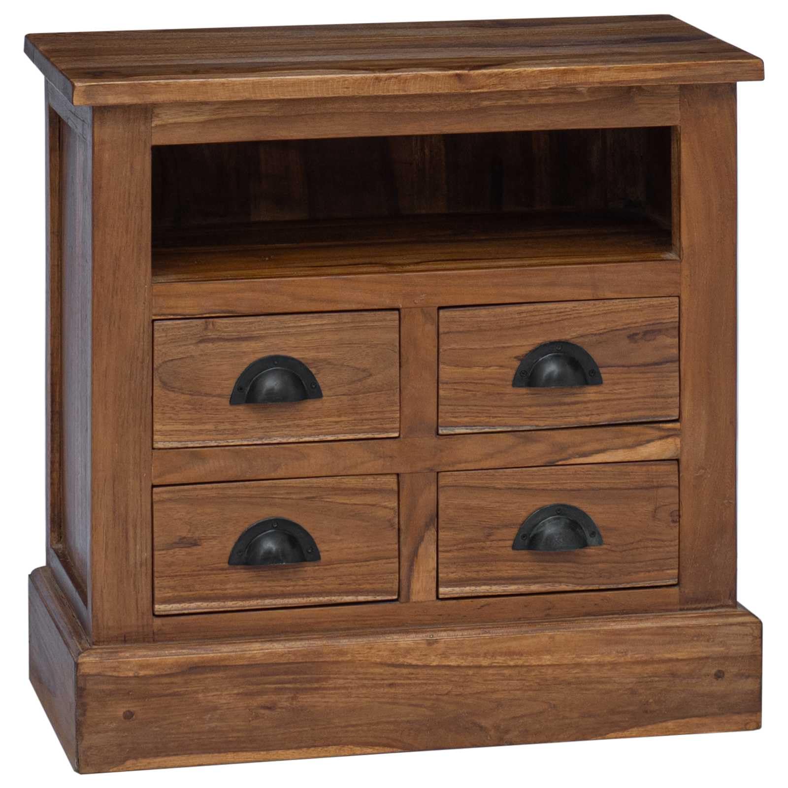 Mobiletto in legno massello di teak, 60 x 30 x 60 cm, comò naturale