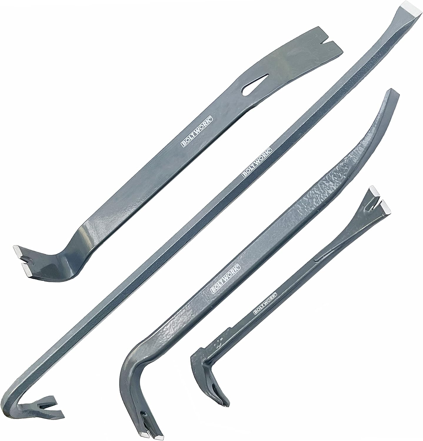 BOLTWORK 4 Pc MultiPurpose Bar Set, 24 Inch Wrecking Bar, 16 Inch