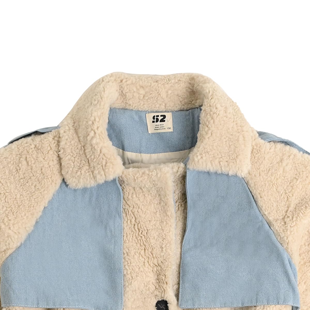 Bold N Elegant Girl’s Fur and Denim Winter Party Outerwear Overcoat Warm Long Coat Jacket for Young Littl Girls from 4 to 9 Years (8-9 Years, White) - Image 2 thumbnail