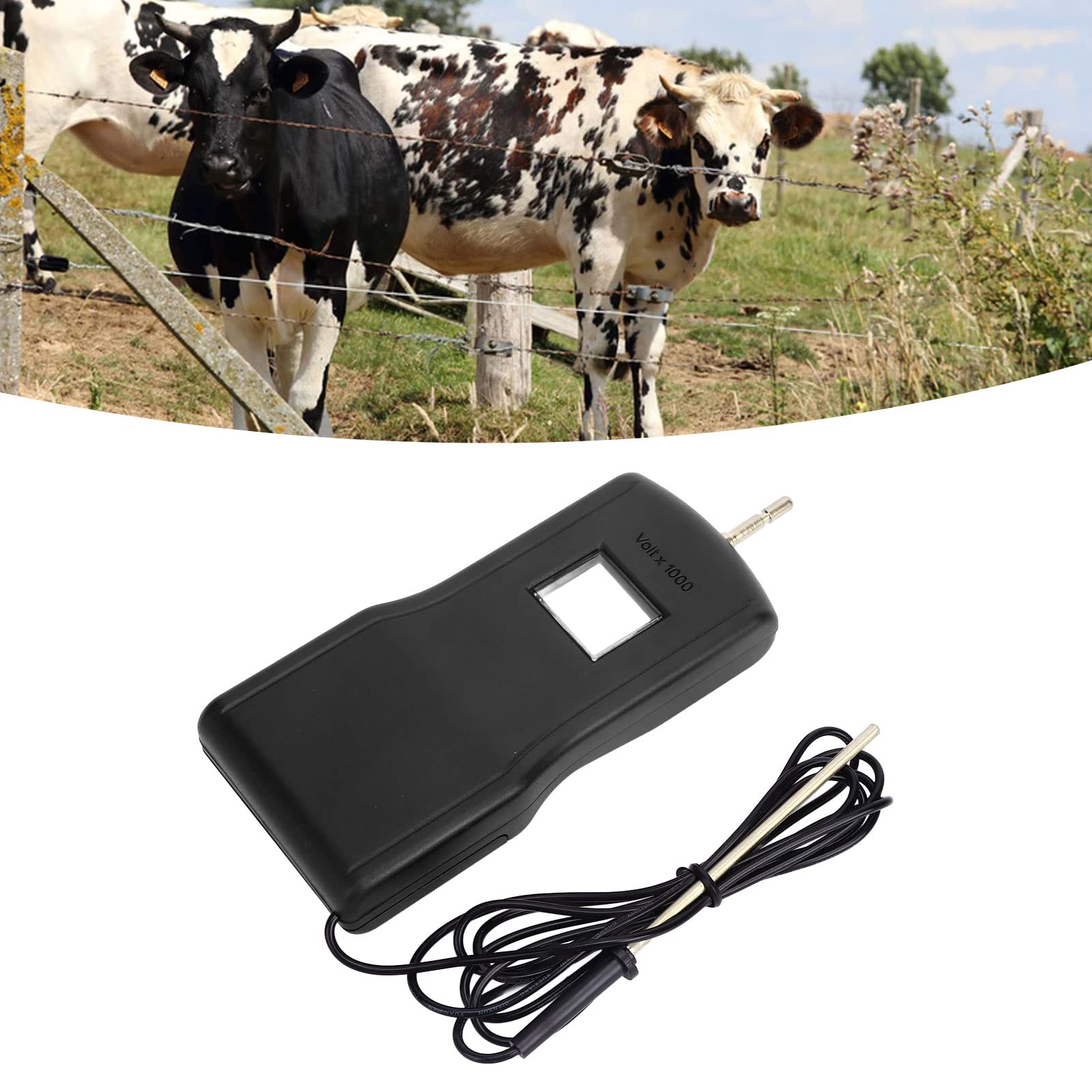 Tester di tensione digitale per recinzioni elettriche, voltmetro ad alta tensione fino a 200-15000 V, tester di tensione per recinzione con ampio display LCD da 15 kV per Farm Garde (nero)