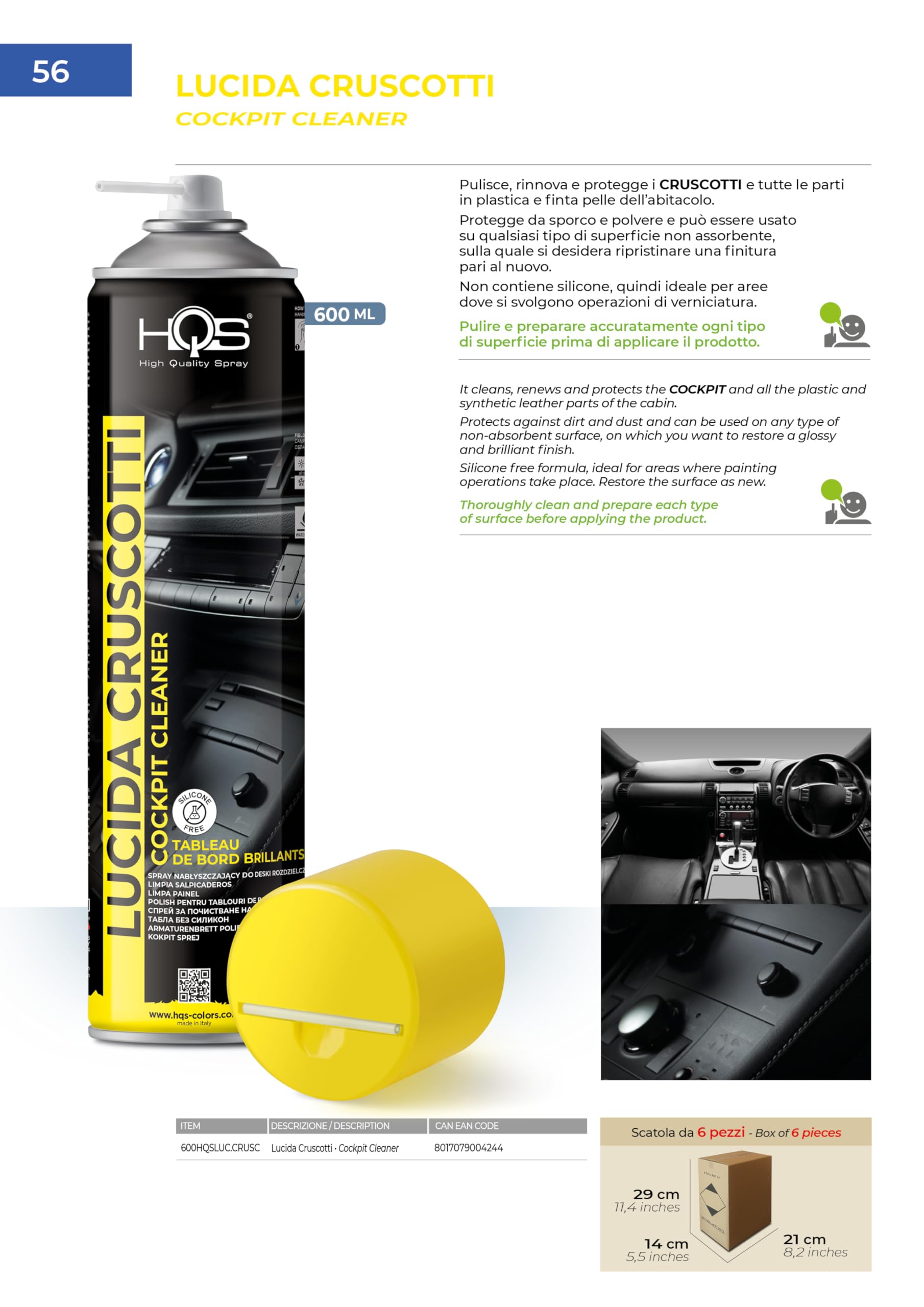 HQS Bomboletta Spray Lucida Cruscotti 600ml (12)