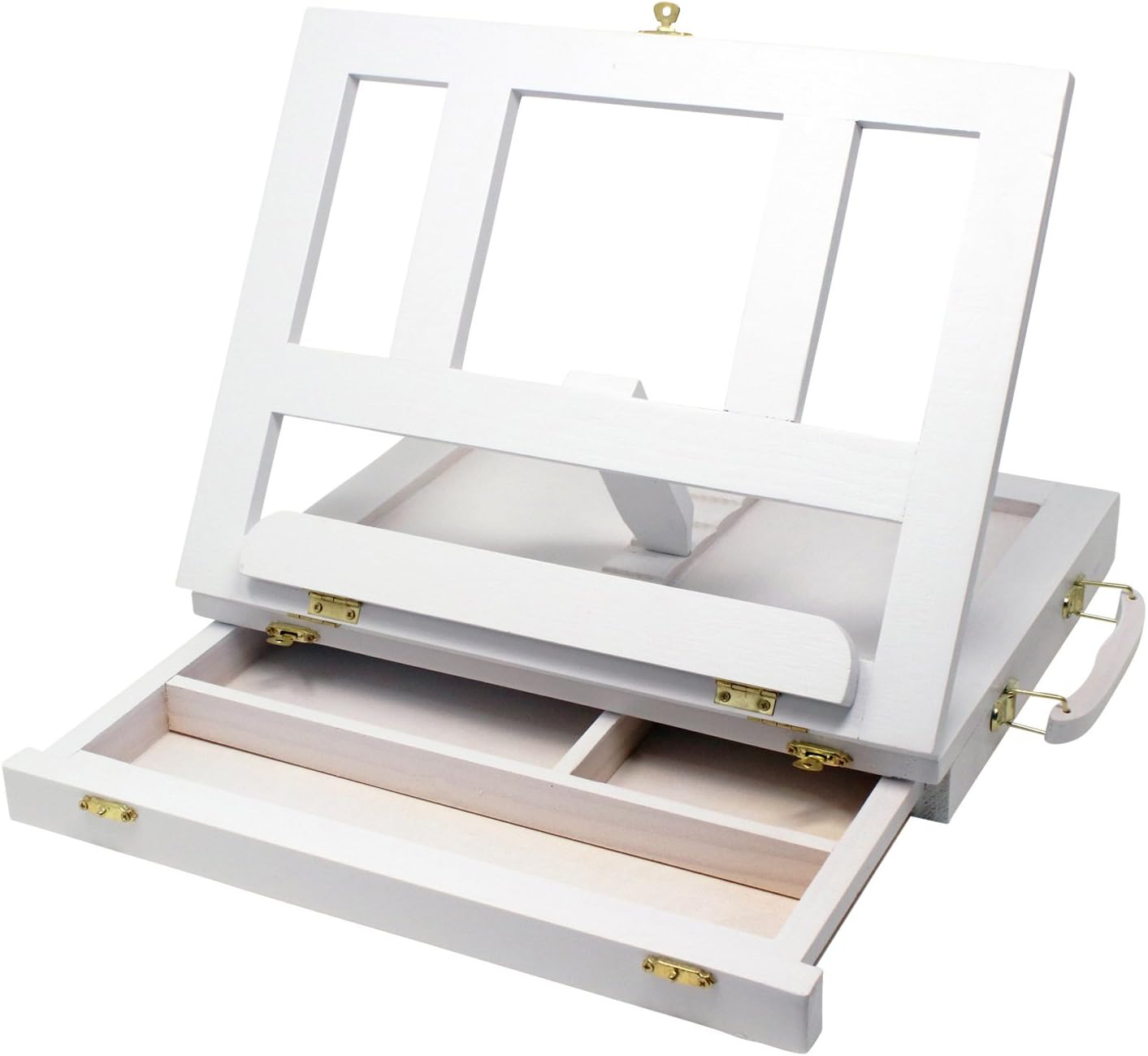 ZagGit Desktop Adjustable White Wood Art and Book Easel - Light Weight, Sturdy with Storage Drawer