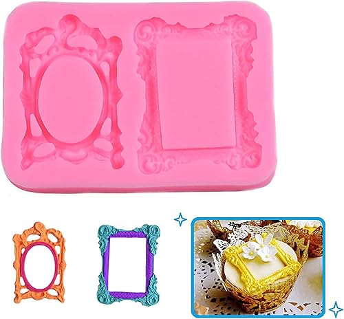 Miniatura 4 de 5 piezas rosa marcos de silicona molde para decoración de pasteles azúcar goma pasta de chocolate galletas resina arcilla polimérica