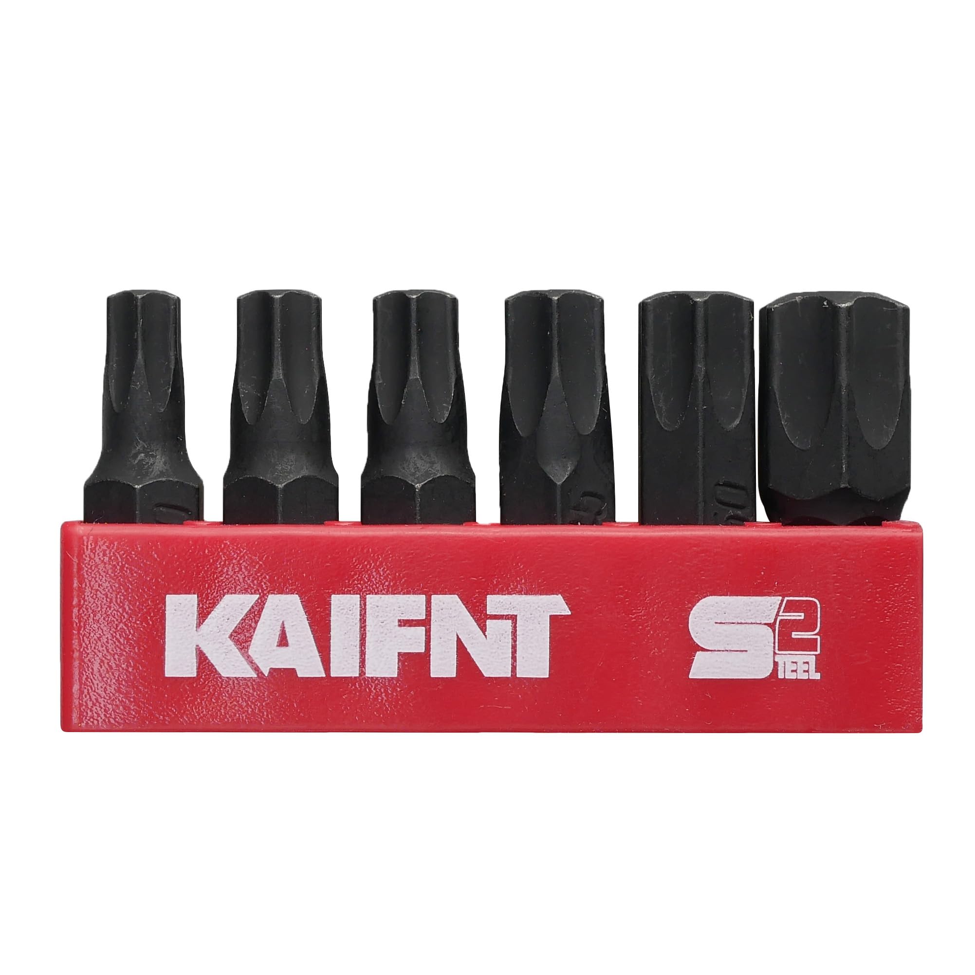 K504-028 S2 Steel Impact Driver Star Bit Set, T30 - T55 Torx Bits with 5/16" Drive, 6-Piece