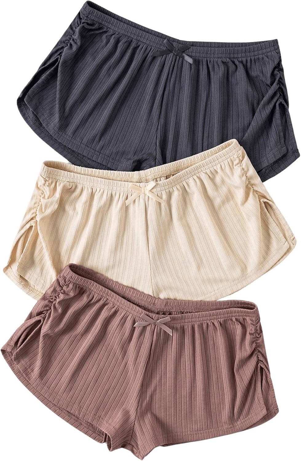 SHENHE Women's 3 Pack Soft Pajama Shorts Elastic Waist Solid Lounge Shorts Sleepwear