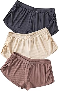 Women's 3 Pack Soft Pajama Shorts Elastic Waist Solid Lounge Shorts Sleepwear