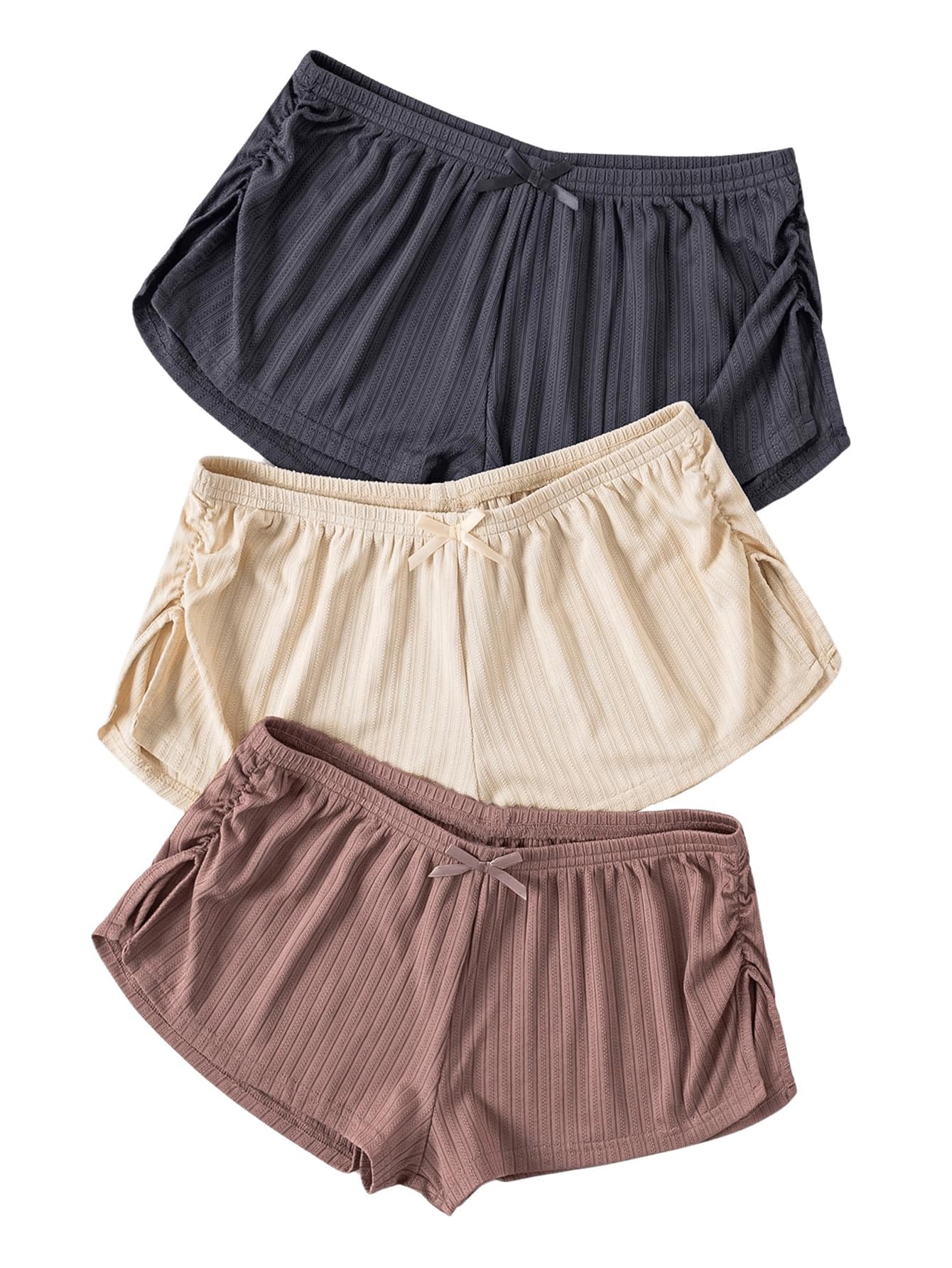 shenhe Women's 3 Pack Soft Pajama Shorts Elastic Waist Solid Lounge Shorts Sleepwear-picture-34