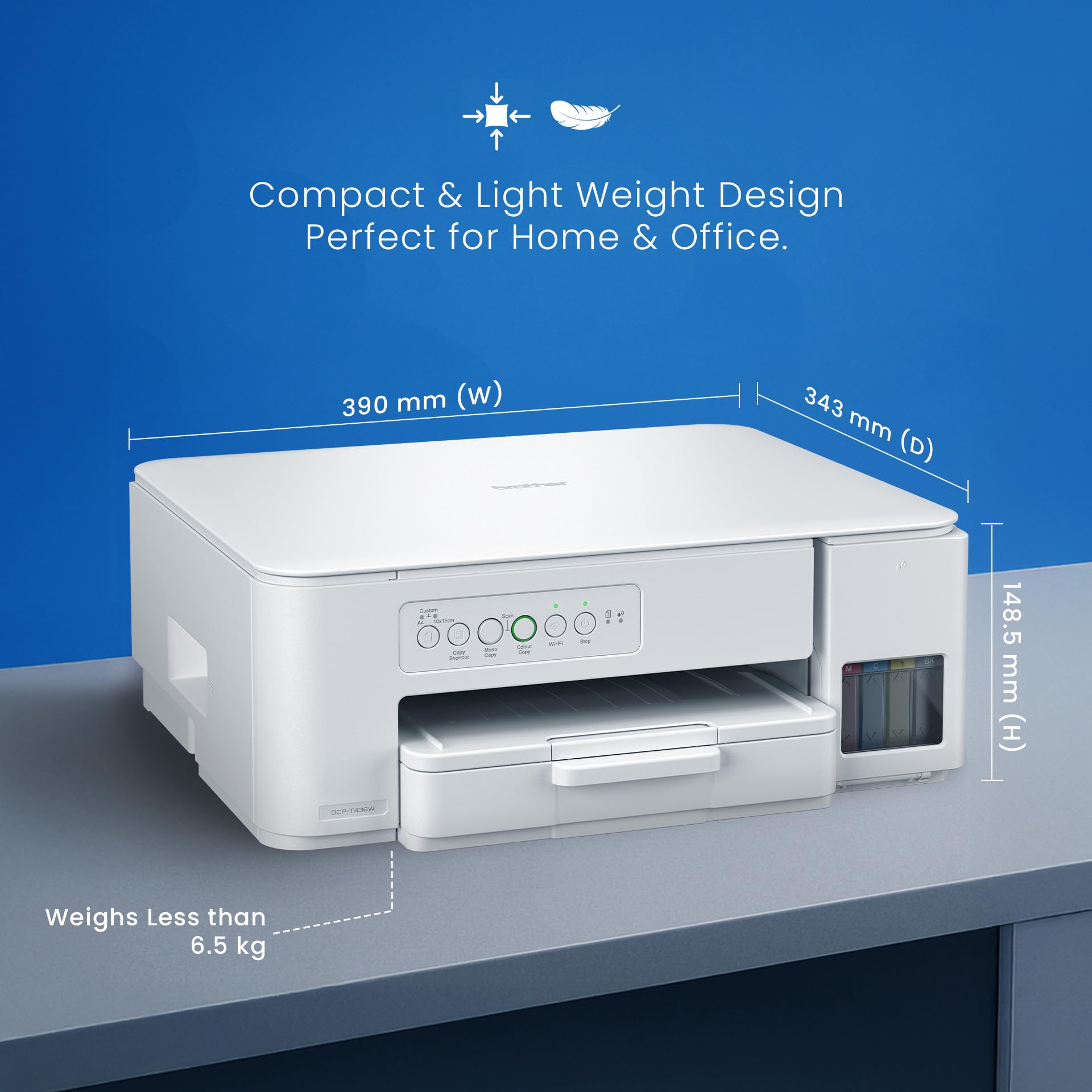 Brother DCP-T436W (New Launch) WiFi Multifunction Print Scan Copy Ink Tank Color Printer Best for Home, 27/11 PPM BK/CL, Print Upto 7.5 K Pages in Black & 5 K in Color Each for(CMY),Free Installation — Amazon image 5