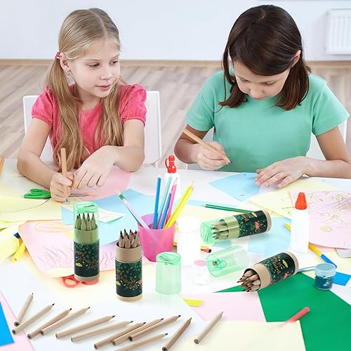 Miniatura 5 de Fumete Paquete de 32 mini lápices de colores de Navidad a granel con sacapuntas en tubo de dibujo, lápices de colores para niños, lápices de