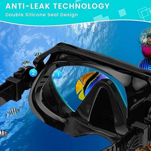 Miniatura 3 de Equipo de esnórquel para adultos, juego de máscara de esnórquel para adultos, buceo, gafas de natación con cubierta para la nariz, vidrio templado
