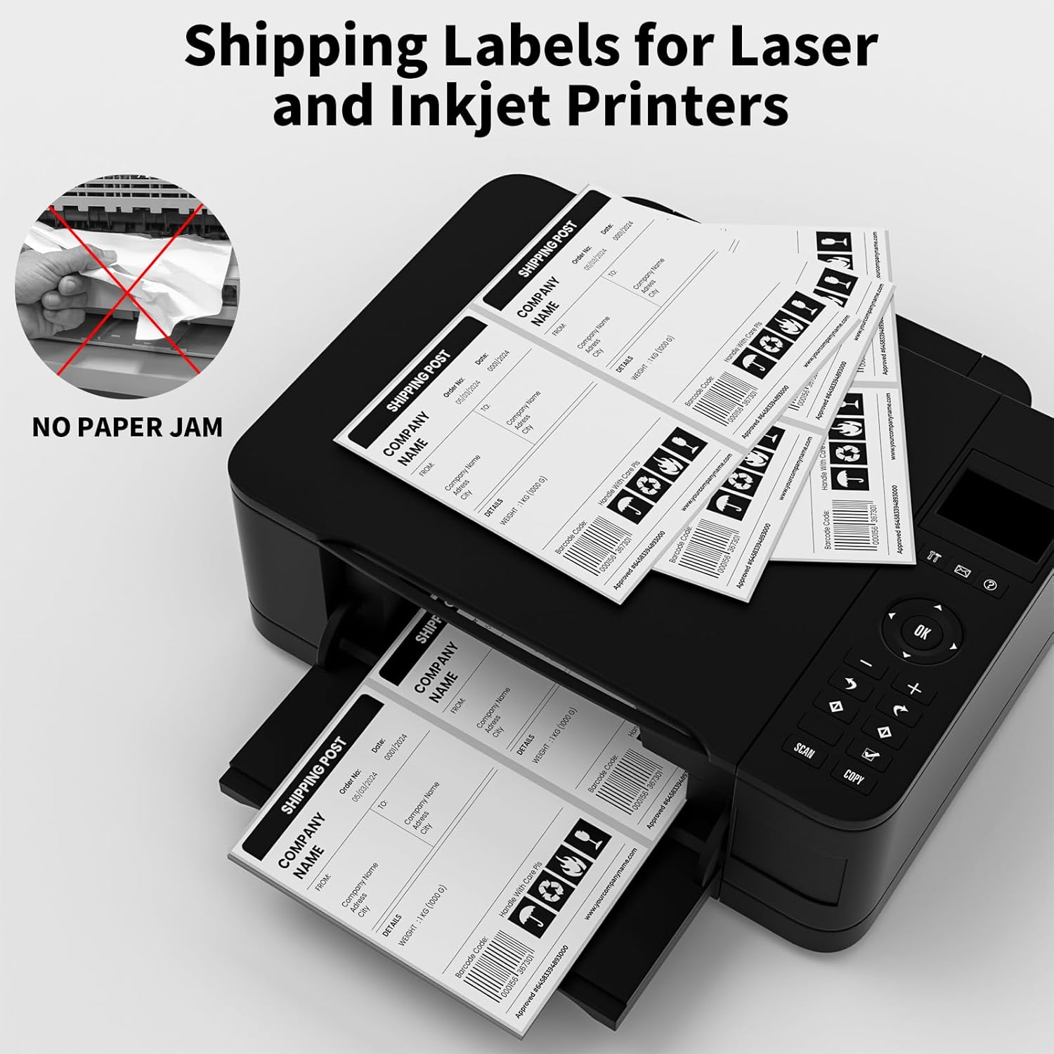 150 Sheets 300 Labels Half Sheet Self Adhesive Shipping Labels for Laser & Inkjet Printers, 8.5" x 5.5" Shipping Mailing Label, White - Image 6